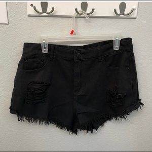 - Shein NWOT Black distressed denim shorts